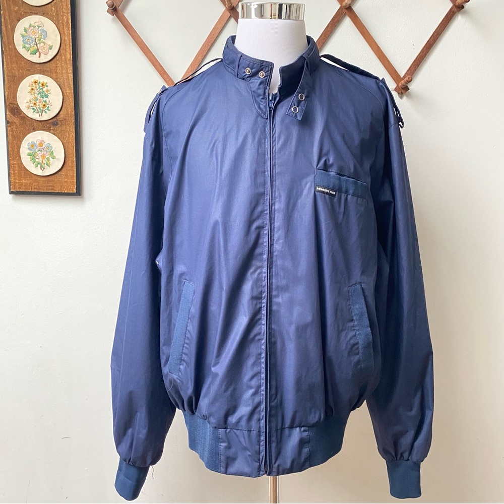 80s 90s Members Only Vintage Blue Lightweight Bomber Jacket XXT